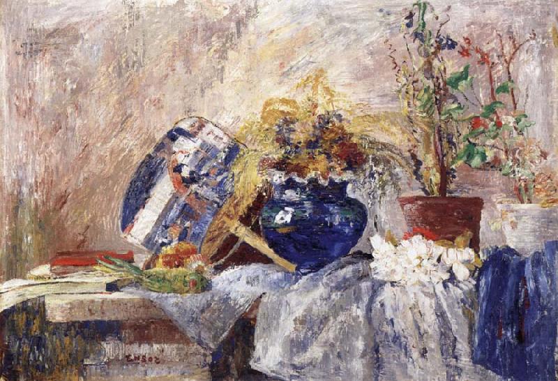 James Ensor Still life with Blue Vase and Fan oil painting picture